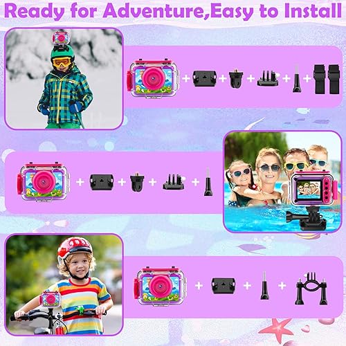 Miniatura 7 de AILEHO Cámara de niños para niños impermeable cámara submarina para niños y niñas cámara de acción digital 1080P videocámara para niños videocámara