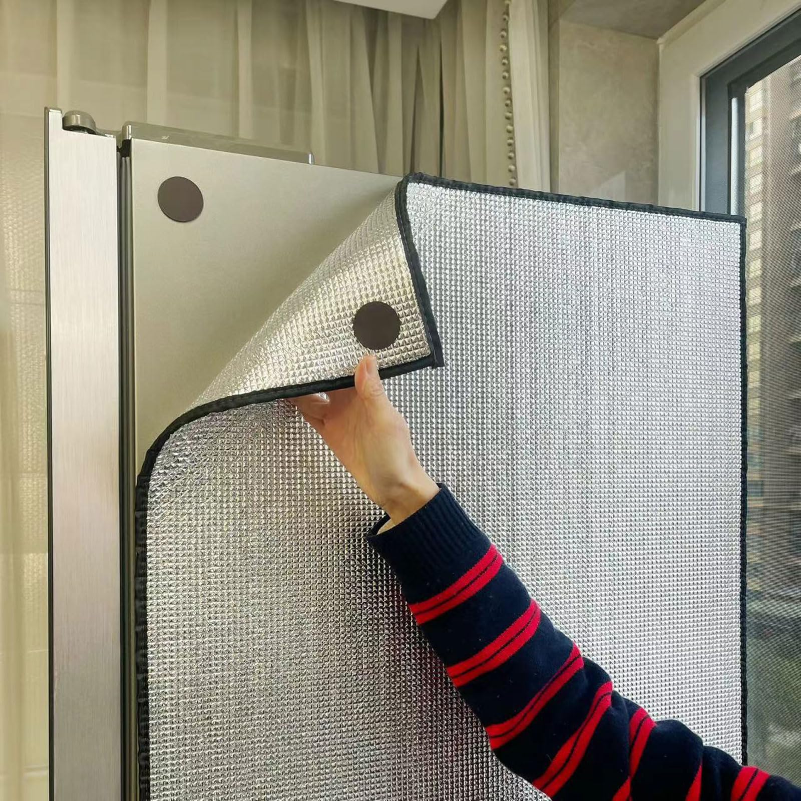 Insulated Freezer Cover,Universal Refrigerator Cover Energy-Saving,Insulation Blanket For Freezer And Cold Storage,Aluminium Foil Insulation Foil Sunshade Protector,for Indoor Outdoor