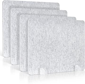 4 Pack Acoustic Desk Dividers, 24" x 20" Silver Gray | Freestanding Privacy Panels Set with Noise - Reducing Design Cubicle Sound Proof, Ideal for Office, Classroom, and Home
