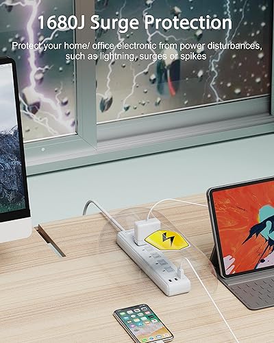 Miniatura 3 de WRXDMC Regleta de alimentación de 2 clavijas, adaptador de salida de 2 clavijas a 3 clavijas, cable de extensión de 15 pies con enchufe polarizado,