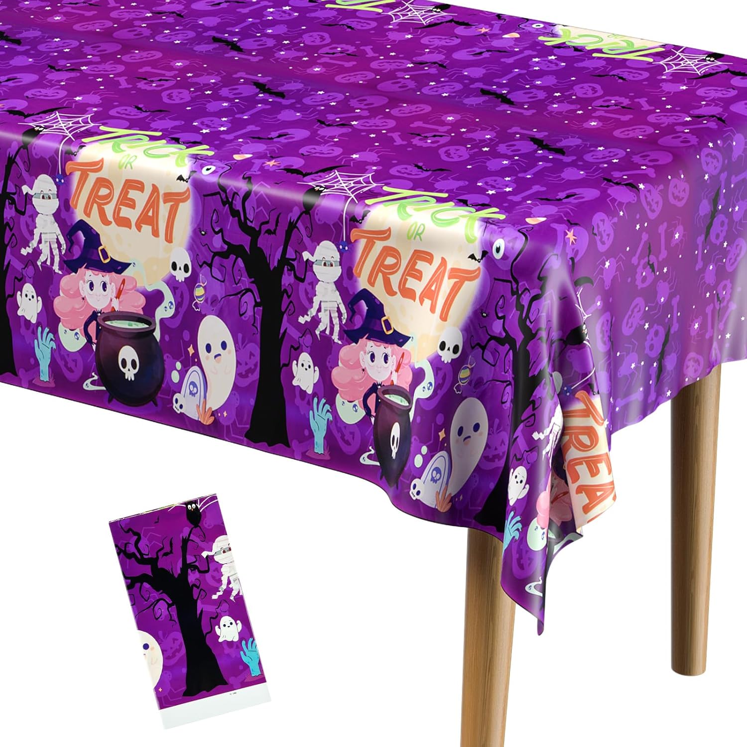 PLULON Halloween Tablecloth 137x 274cm Zombie Bat Trick or Treat