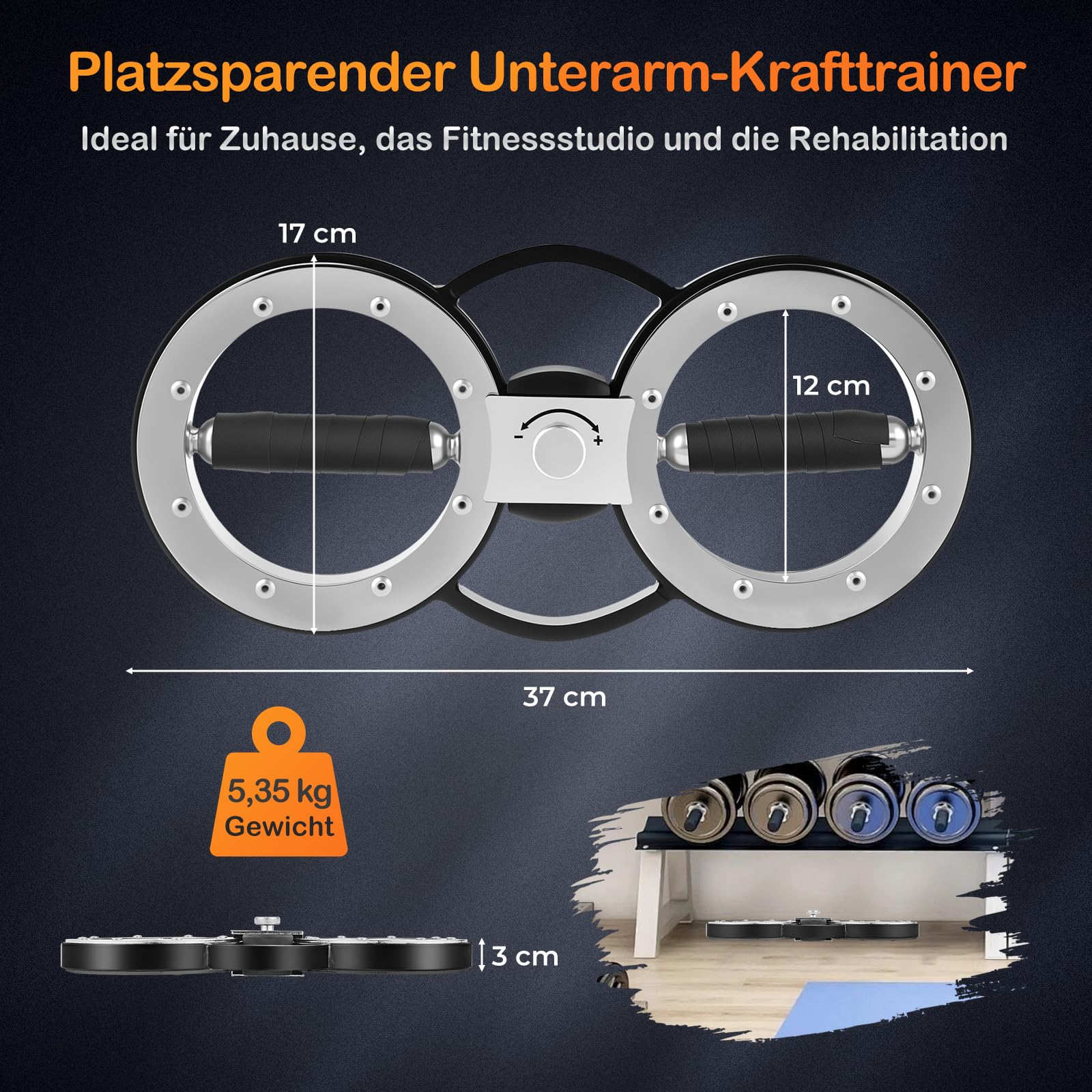 GYMAX Unterarmtrainer & Griffkraft Trainer, Handtrainer mit 360 Grad drehbarer Griff & einstellbarem Widerstand von 10 bis 30 Pfund, Unterarm Trainingsgerät für Zuhause Bizeps Rücken Schulter