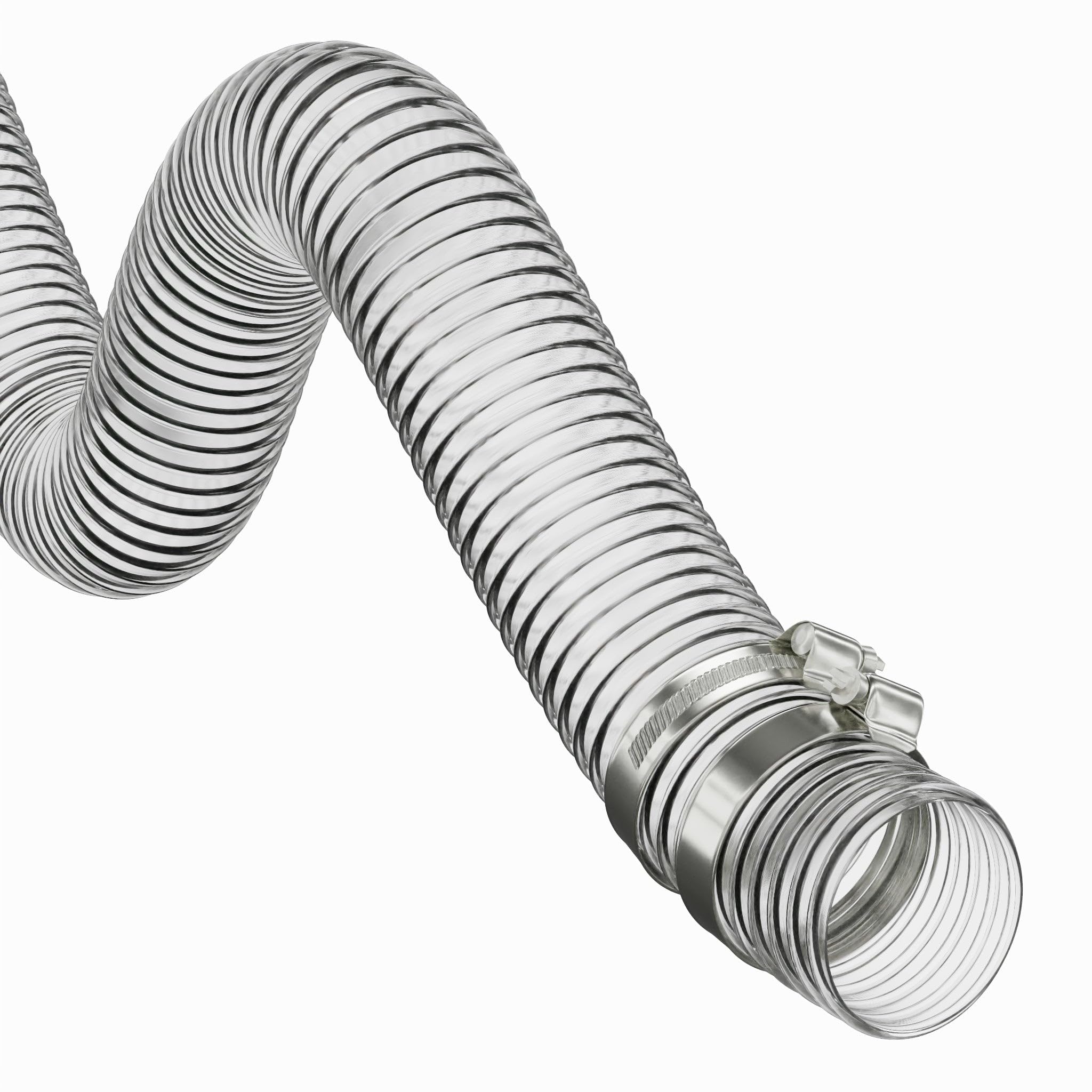 Tubo flessibile ondulato trasparente per pompa per laghetti, diametro interno 32 mm, lunghezza 2 m + fascette stringitubo
