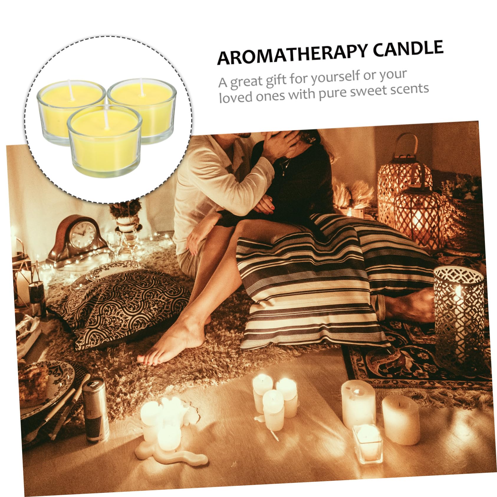 Vela Aromática en Vaso de Vidrio, 3 Unidades, Amarillo | Parafina, Frescura del Aire y Relajación, Idea para Cumpleaños y Obsequio