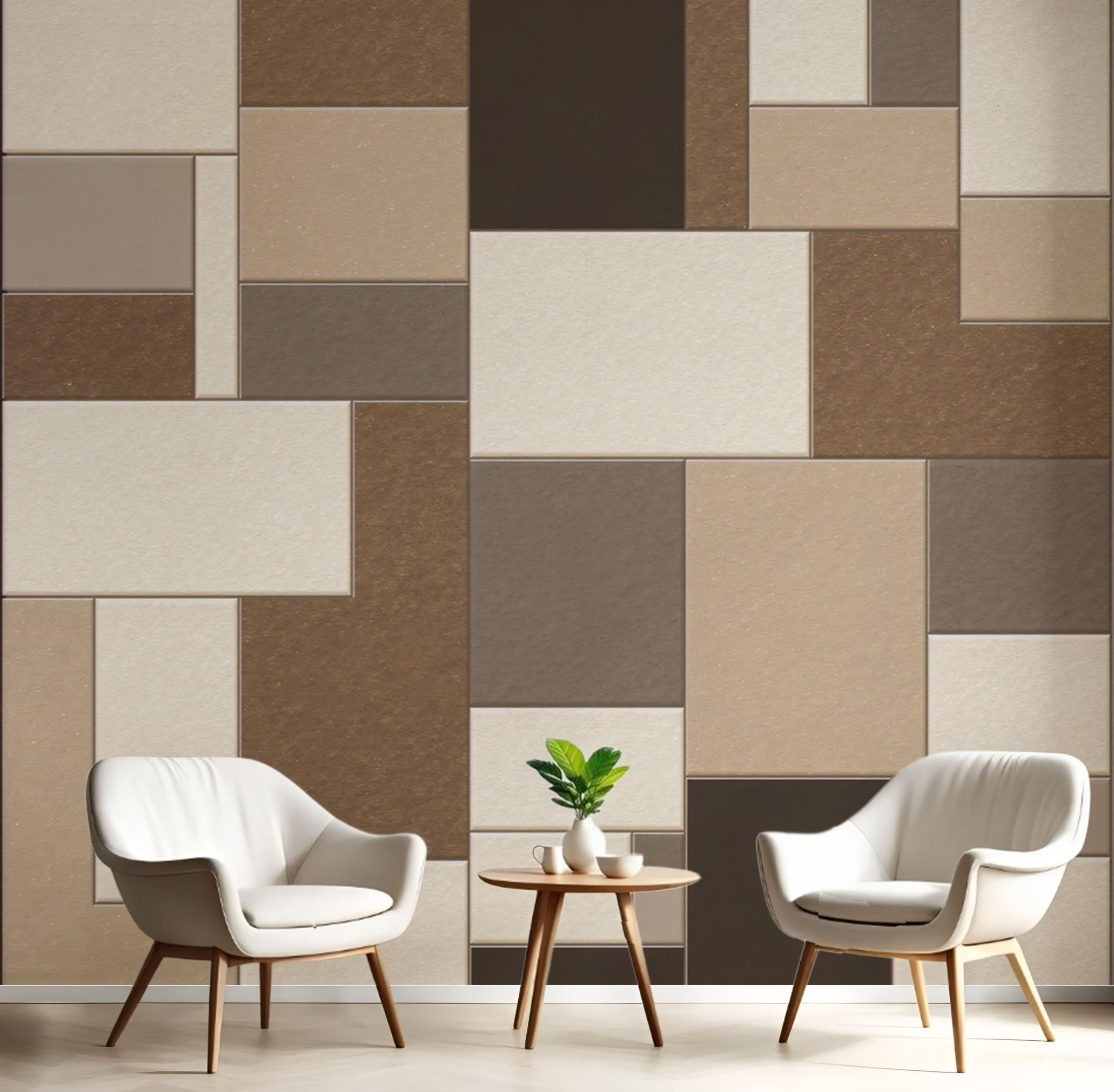 Papier peint géométrique rétro 350x256cm pour décoration murale salon