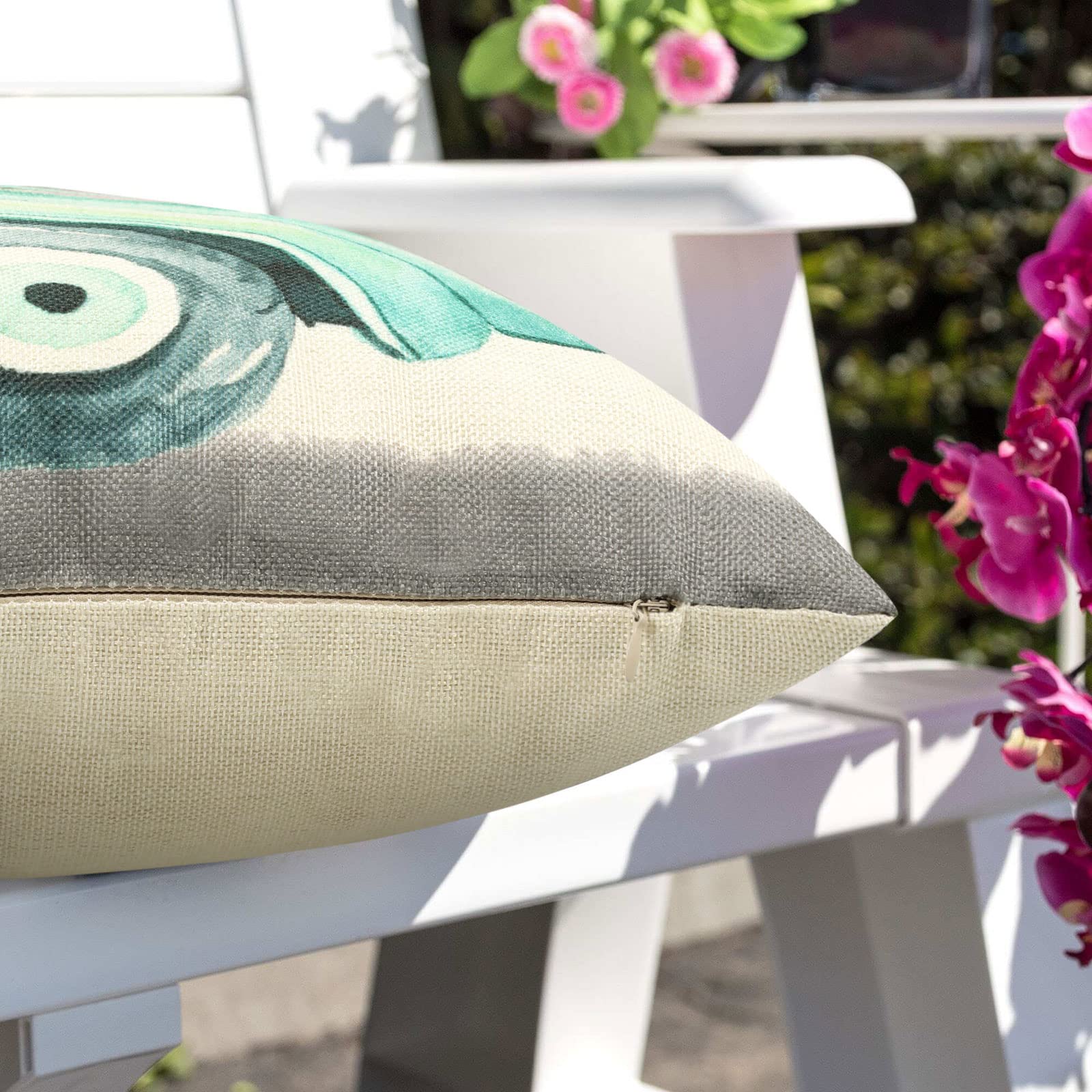 Set 4 Federe Cuscini 45x45 Cm - Stampa Fiori Primavera, Poliestere - Foto 2