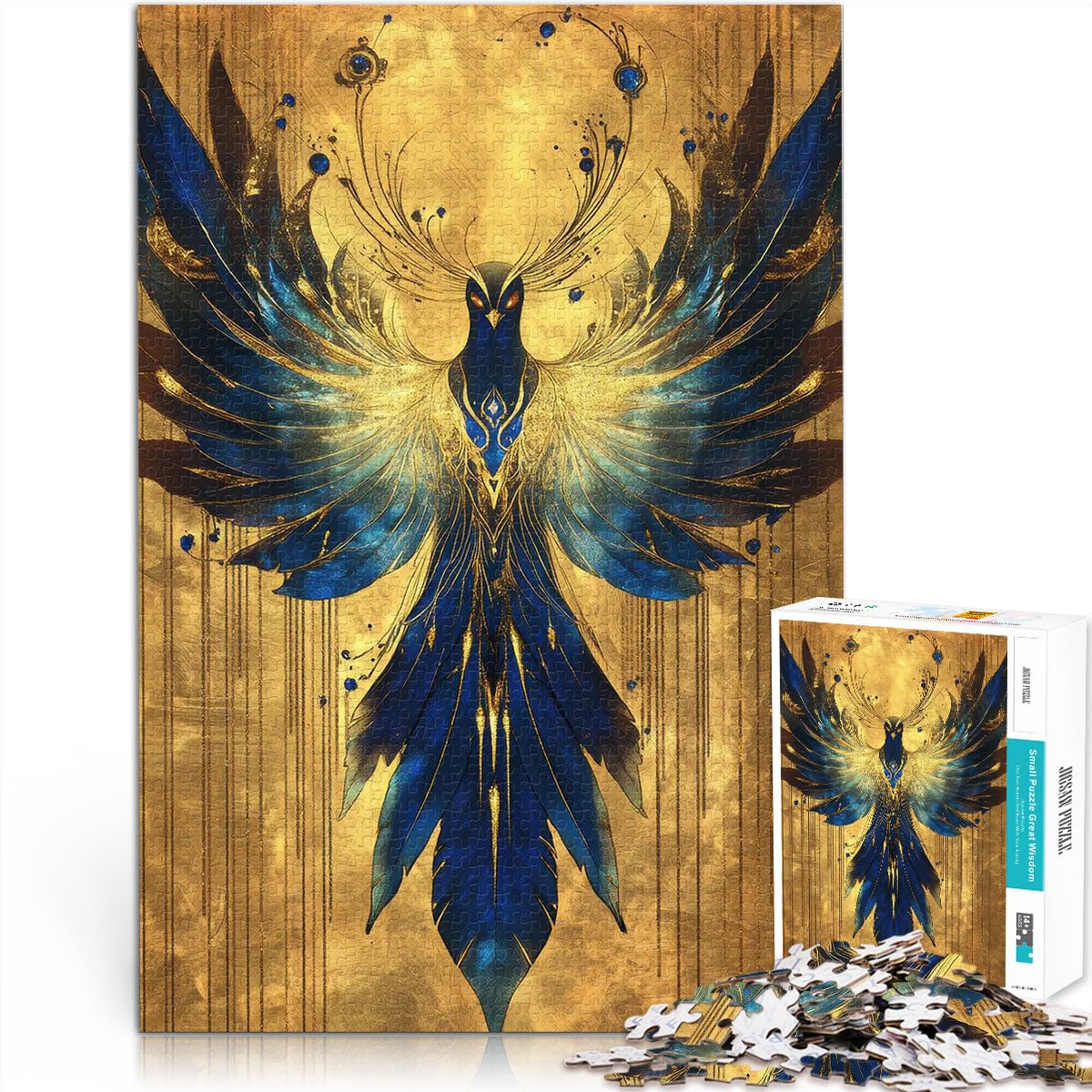 Puzzle per adulti da 2000 pezzi Fronte della Fenice Blu e Dorata Fatto di carta，per età 14+ Analisi e logica Regali difficili per donne e uomini。misurare：70x100cm/27.5x39.3pollice