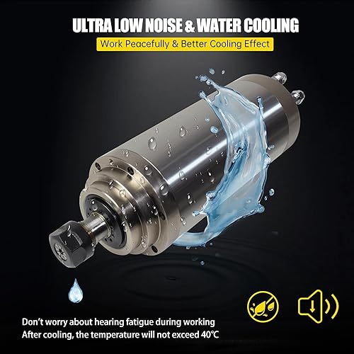 Miniatura 4 de RATTMMOTOR Motor de husillo CNC 220V 3KW Motor de husillo refrigerado por agua 24000RPM 12A Eje ER20 4 rodamientos 3.937 in Motor de husillo 400HZ