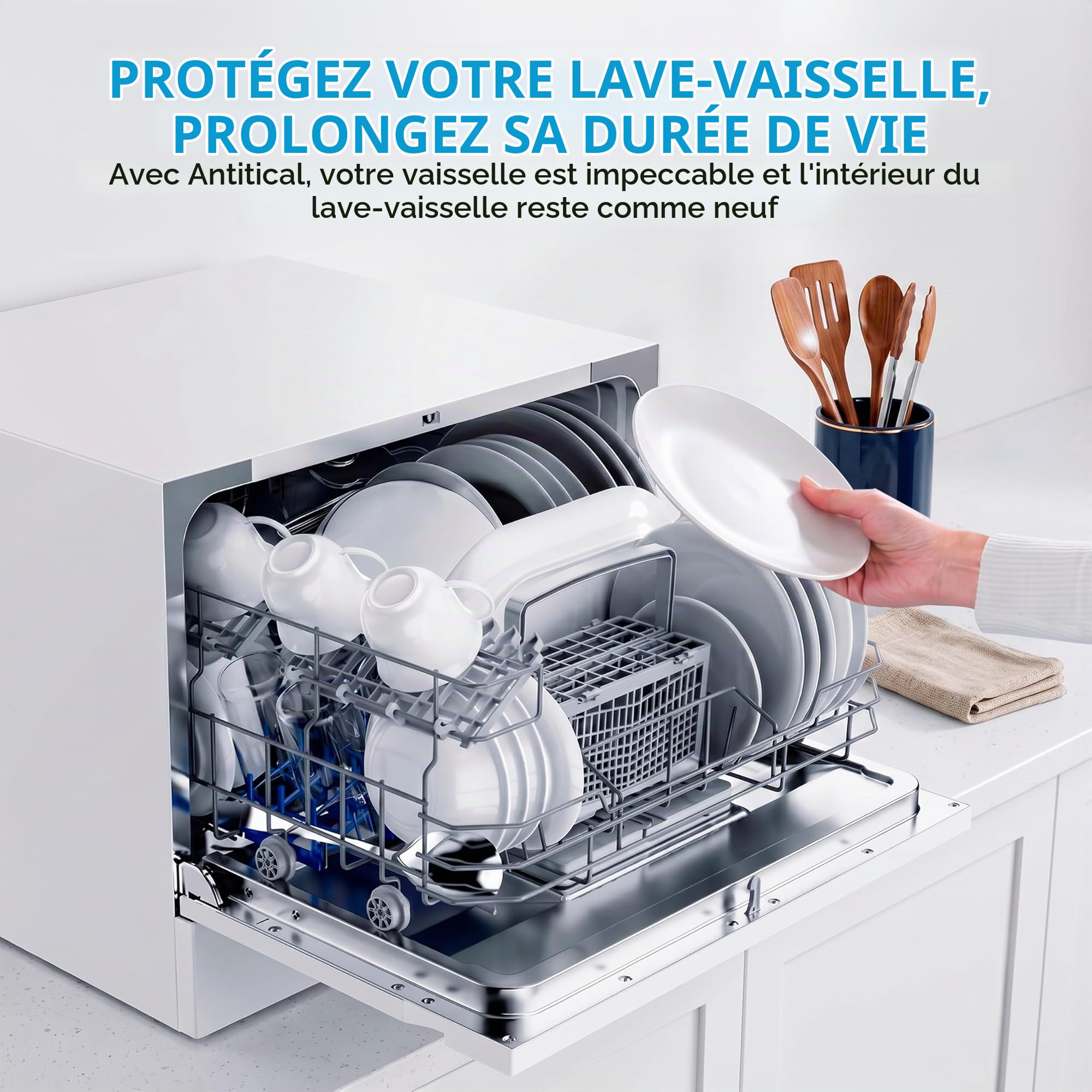 Midea Petit Lave-Vaisselle Blanc 55cm 6 Personnes Compact et Portable Sans Installation Lave-Vaisselle avec App Control 6 Programmes Filtre Antibactérien 49dB Nouveau Modèle