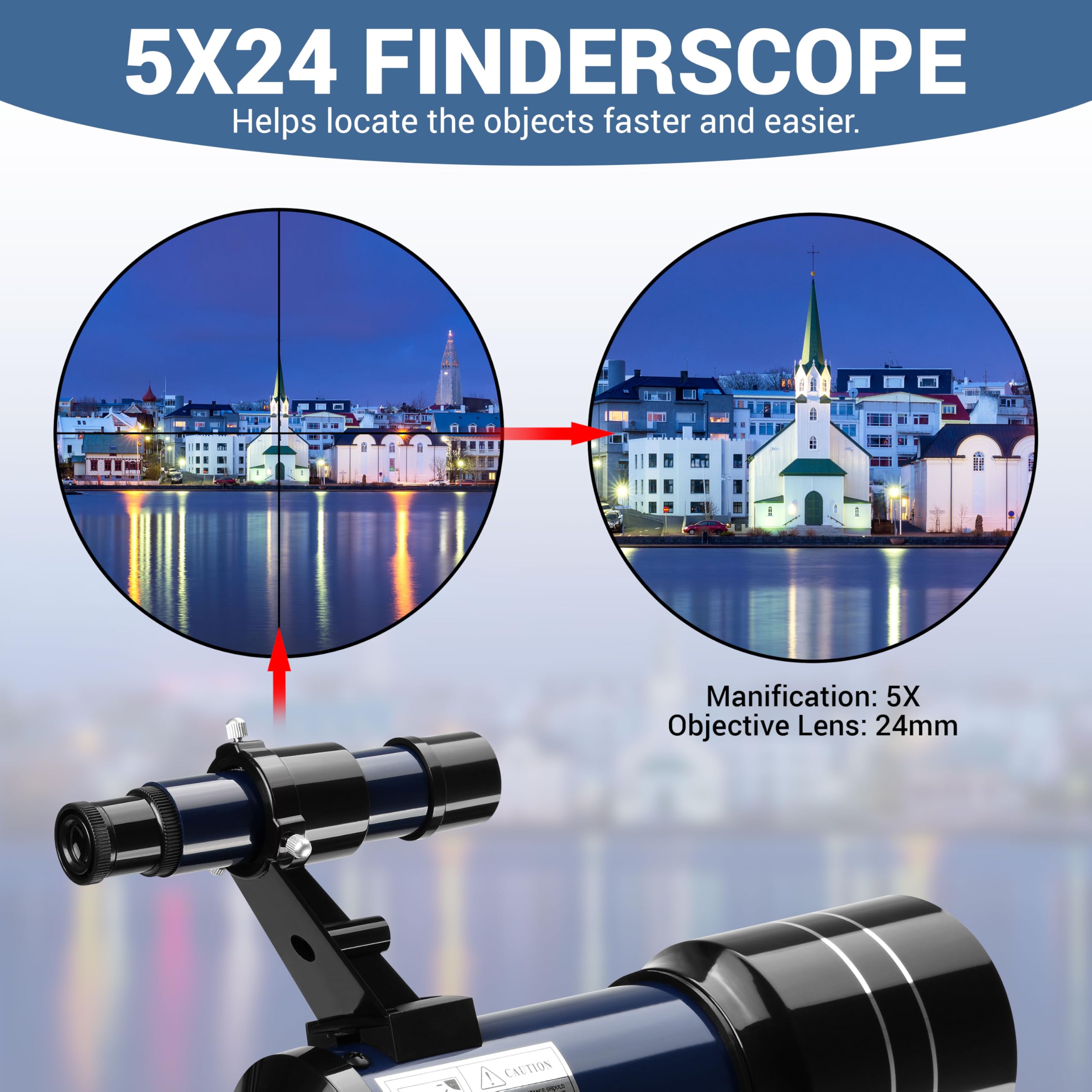 ESSLNB Télescope Astronomique 360/70 pour Adultes Débutants, avec Trépied Ajustable, Adaptateur Téléphonique, Lentille Barlow 3X et Filtre Lunaire, Idéal Observation Lune Planètes