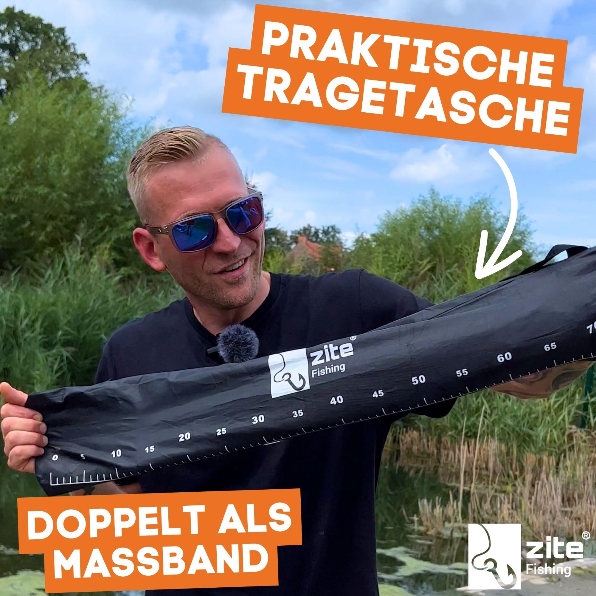 Zite Fishing Teleskop Kescher Angeln 160-210cm I Kescher gummiert