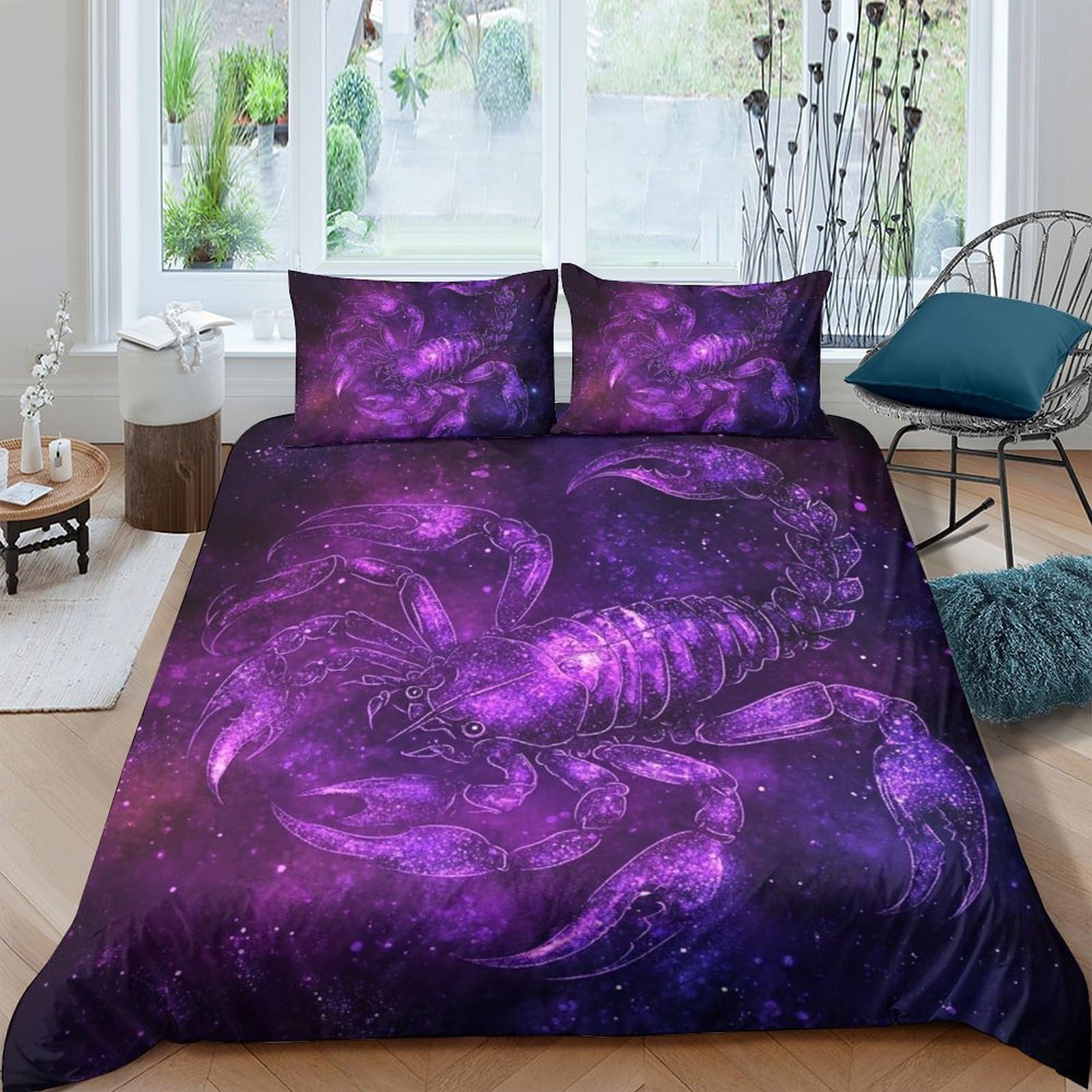 Ctjqhvkz Style-4 3D Printed Galaxy Starry Sky Fitted Sheet Microfiber Purple Cosmic Nebula Mattress Cover Bedroom Dorm Decor Single（135X200cm）