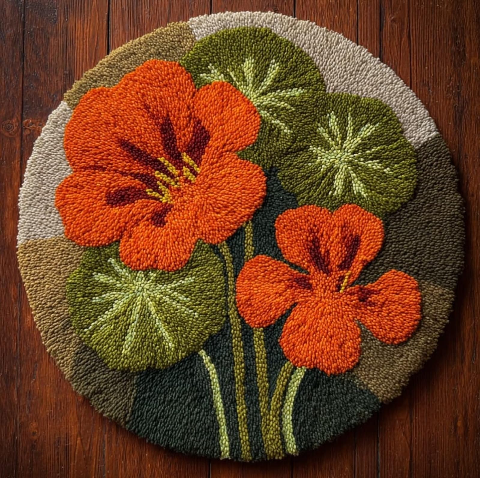 WallustrioaW Latch Hook Rug Kits for Adults Kids Beginners,Morning Glory,DIY Crochet Rug Making Kit with Printed Patterns Canvas Yarn Carpet Crafting Arts,50x50cm