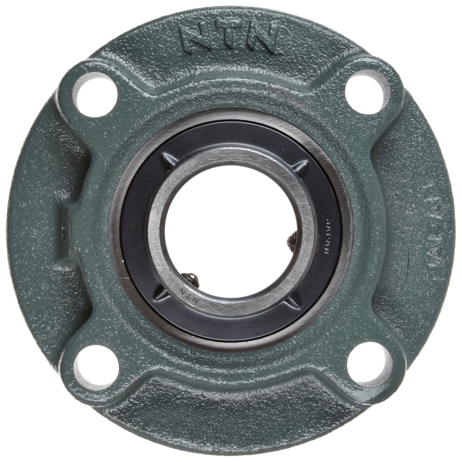 NTN SM-UCFC205D1 Light Duty Piloted Flange Bearing, 4 Bolts, Setscrew Lock, Regreasable, Contact and Flinger Seals, Cast Iron, 25mm Bore, 3-35/64" Bolt Hole Spacing Width, 4-17/32" Height