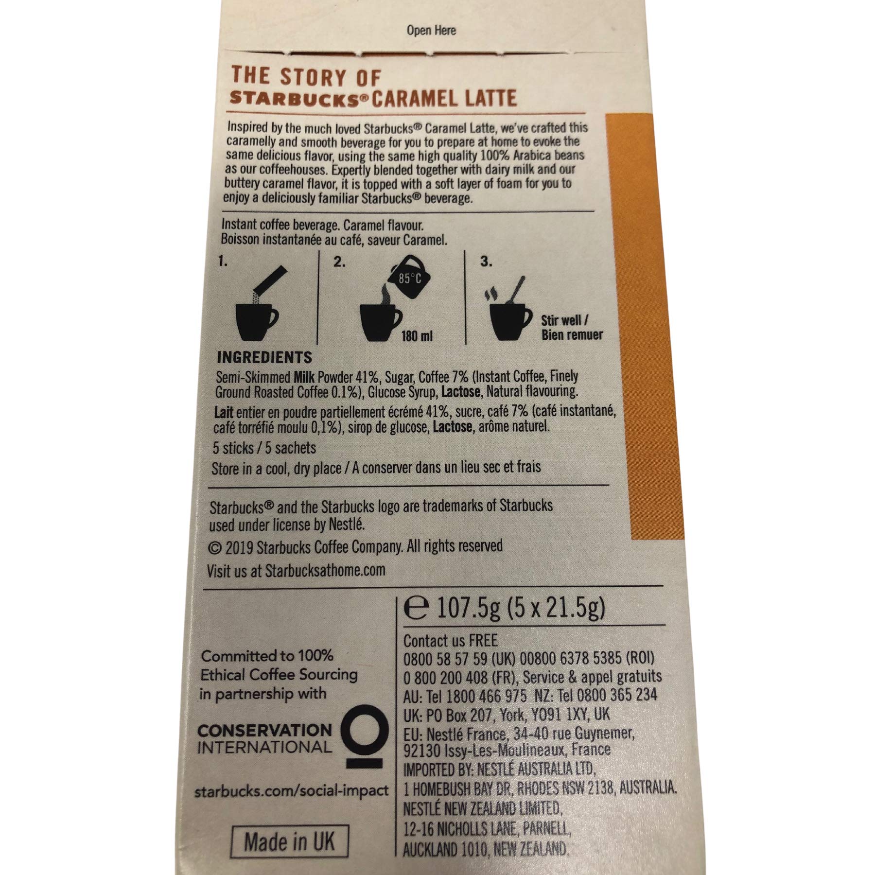 Buy Starbucks Caramel Latte 107.5g, Vanilla Latte 107.5g, Caffè Mocha 110g, Premium Instant