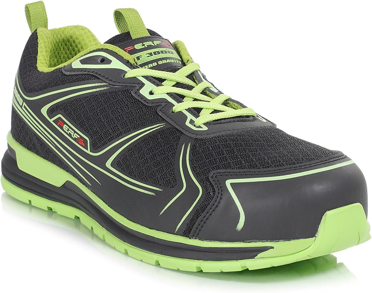 Perf Gravity Zero S1P SRC Ultra Lightweight Safety Trainer, Black/Green, 10 UK (44 EU)