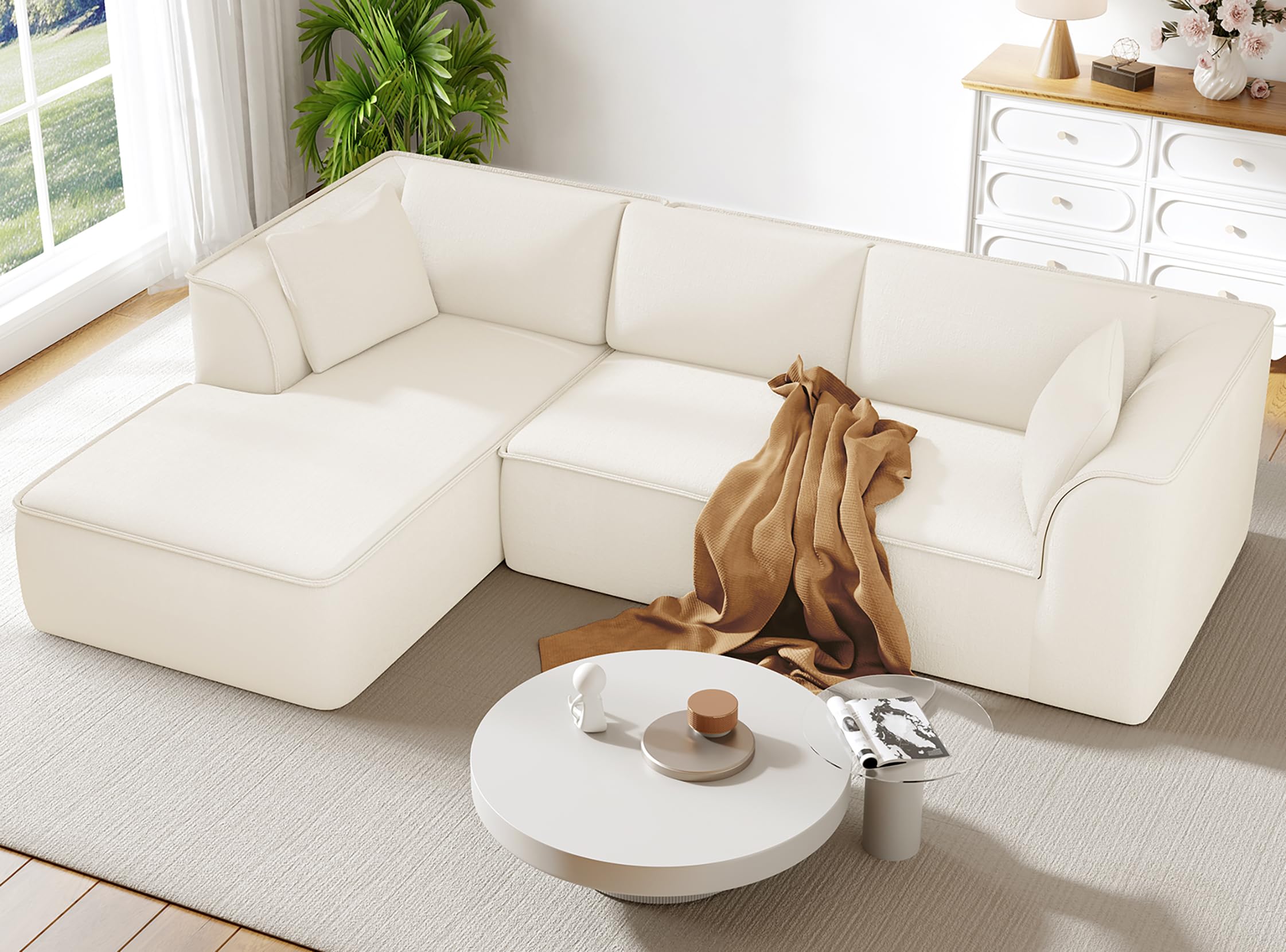 Vesgantti 106 Cloud Couch Sectional Modular Sofa Deep Seat Comfy Cloud Couch Chenille Memory Foam Sofa Modular Couches