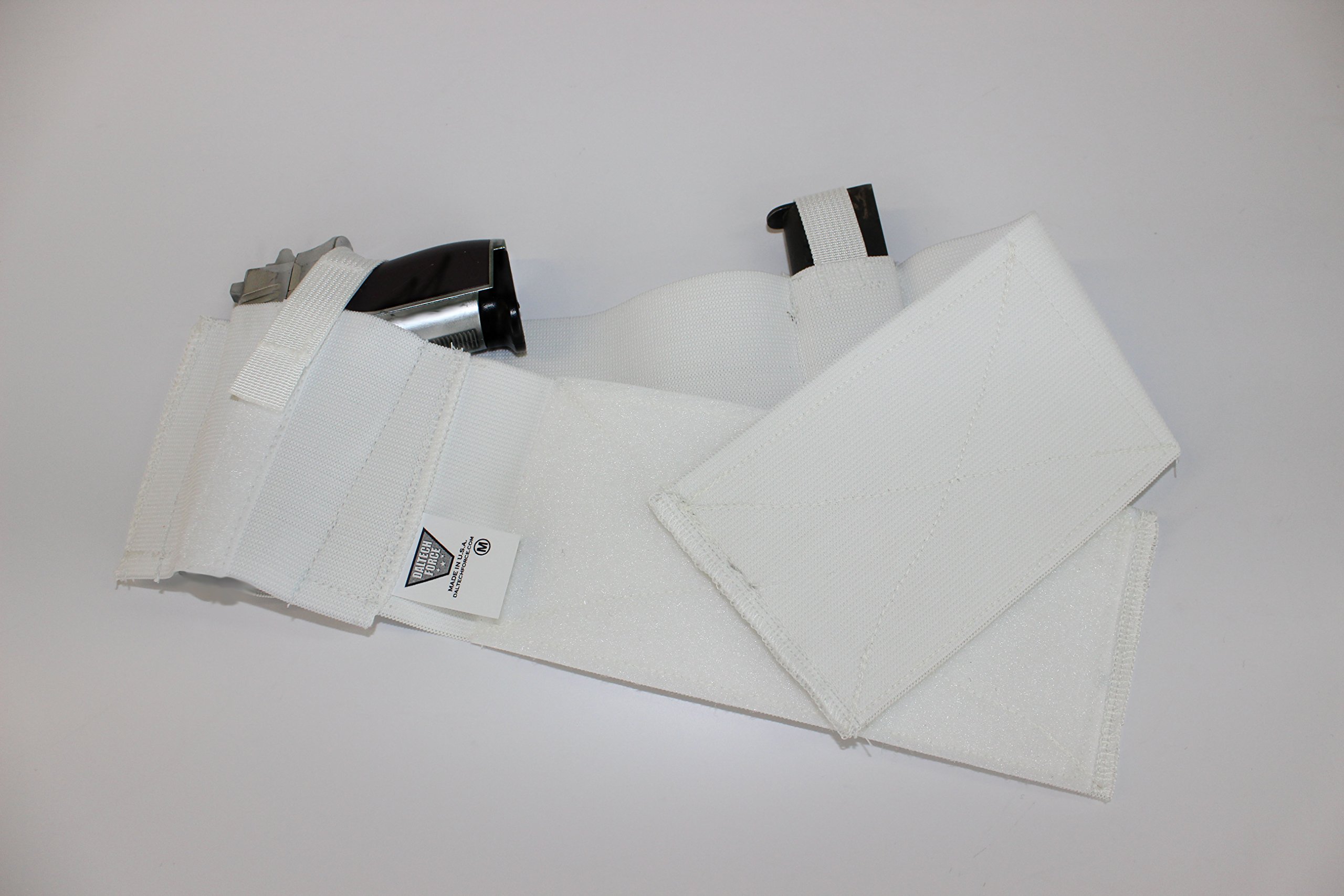 Daltech Force® Safestcarry® Belly Band 4 Inch Holster with Spandex- CCW Concealed Carry Gun Holster and Mag Holster for HIPS, Waist or Chest, White