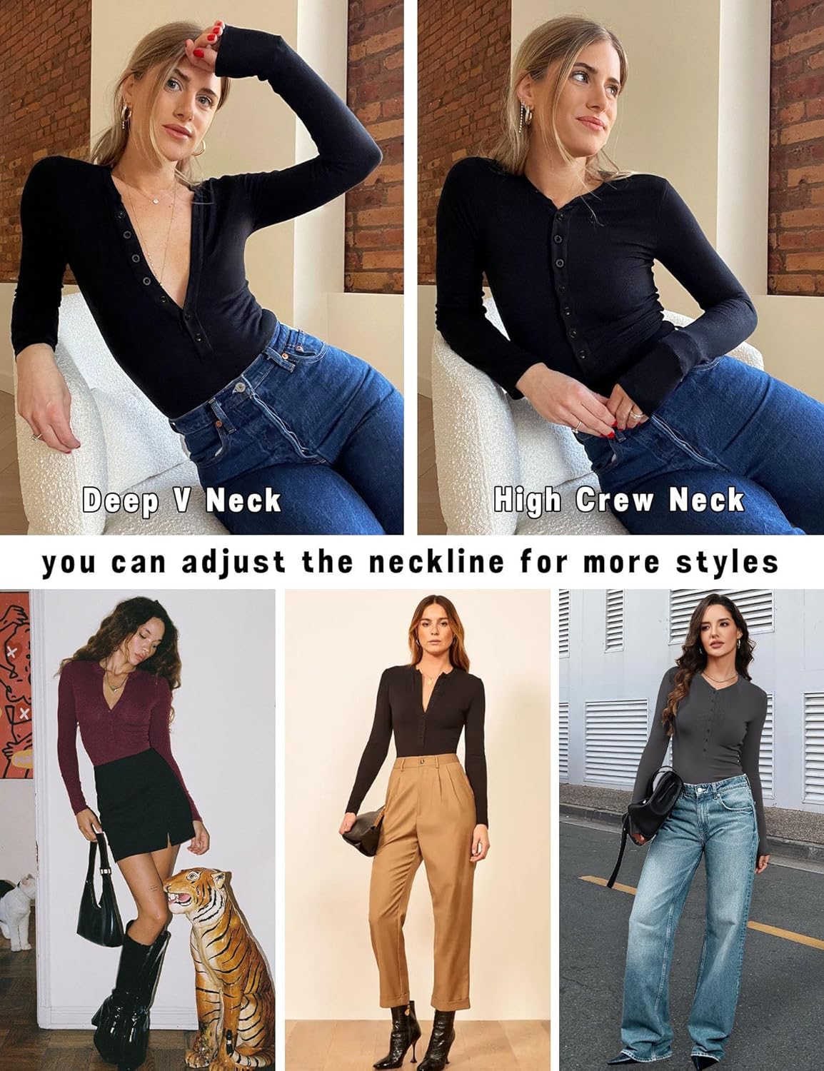 Prettywear Womens Long Sleeve Henley Shirts 2026 Spring Fashion Clothing Fitted Casual Basic Cute Tops Button V Neck T-Shirts - Image 2