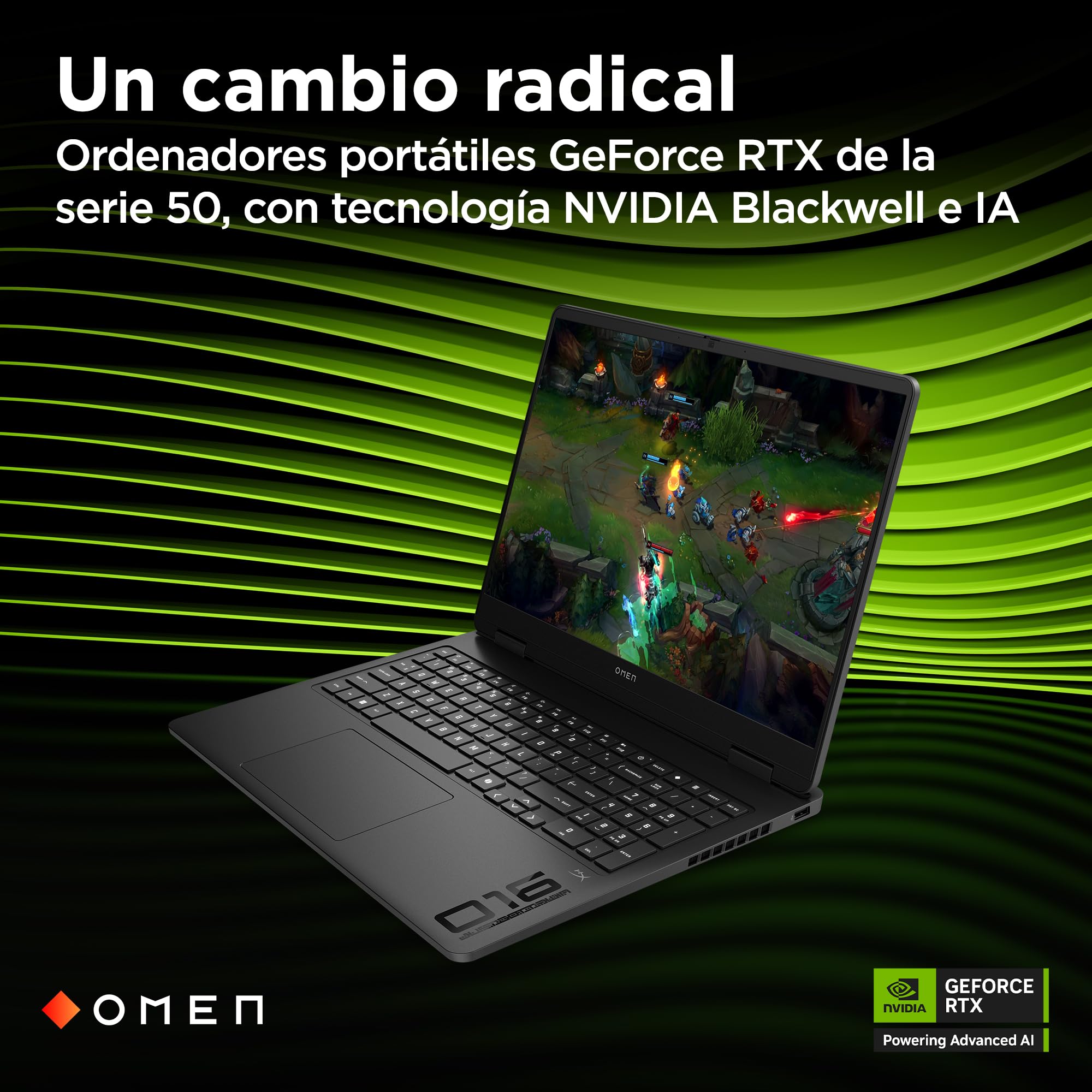 HP OMEN 16-am0035ns - Ordenador portátil Gaming 16" 2K (Intel Core i9-14900HX, 32GB RAM, 1TB SSD, NVIDIA Geforce RTX 5070, FreeDos) Negro - Teclado QWERTY Español