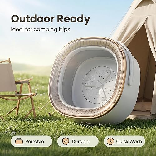 Miniatura 8 de Mini máquina de lavandería de 16 litros, lavadora portátil y giratoria, plegable y compacta para ropa de bebé, ropa interior, calcetines, ideal para