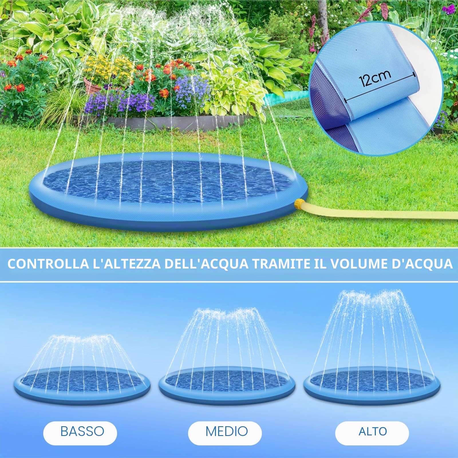 Jsdoin Piscina per cani, 100 cm, gonfiabile, pieghevole, ispessita, per esterni, giardino, spiaggia, cortile, giocattolo per cane, blu