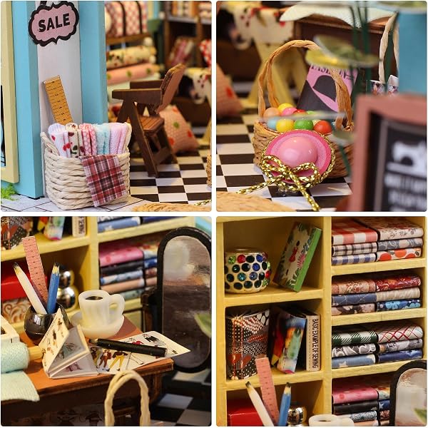Maison Miniature en Bois, DIY Miniature avec Accessoires, Maquette à Construire pour Adultes et Adolescents, Cadeau Créatif pour Anniversaire ou Noël, Magasin de Tailor - 3