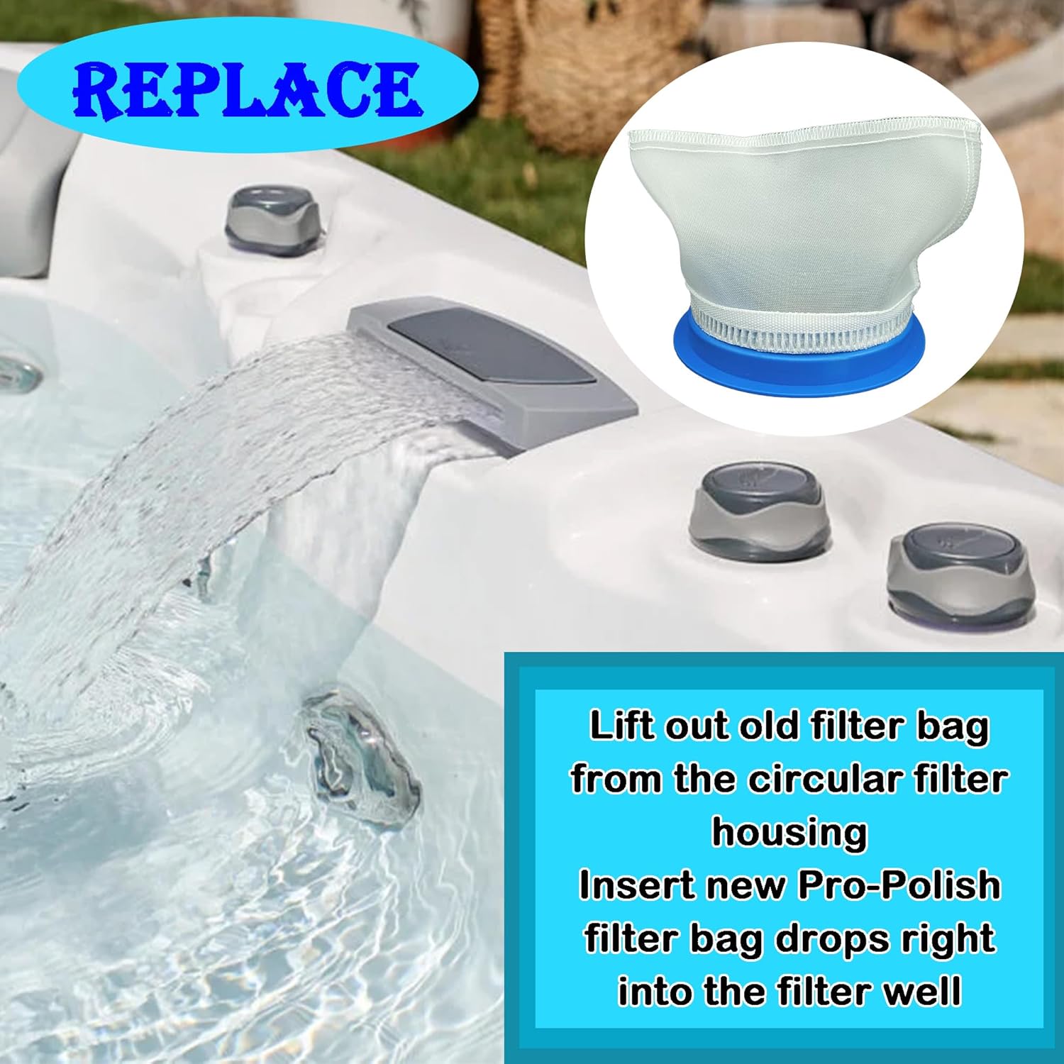 HTCPSD 2540-389 Replacement Hot Tub Sundance Filter Part: Pro-Polish 5" Filter Bag (2 Pack) Fits All of The Following J-400 hot Tubs