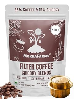 MokkaFarms Authentic South Indian Filter Coffee Powder - Vivacious 500g | 85% Coffee, 15% Chicory | Freshly Roast & Ground in Small Batches | Traditional, Strong Flavor & Rich Aroma | Coorg Grown