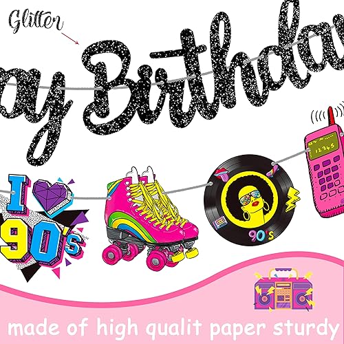Miniatura 5 de 3 pancartas de fiesta de cumpleaños de los años 90 con temática retro de los años 90, decoraciones de fiesta de hip hop de los años 90, suministros