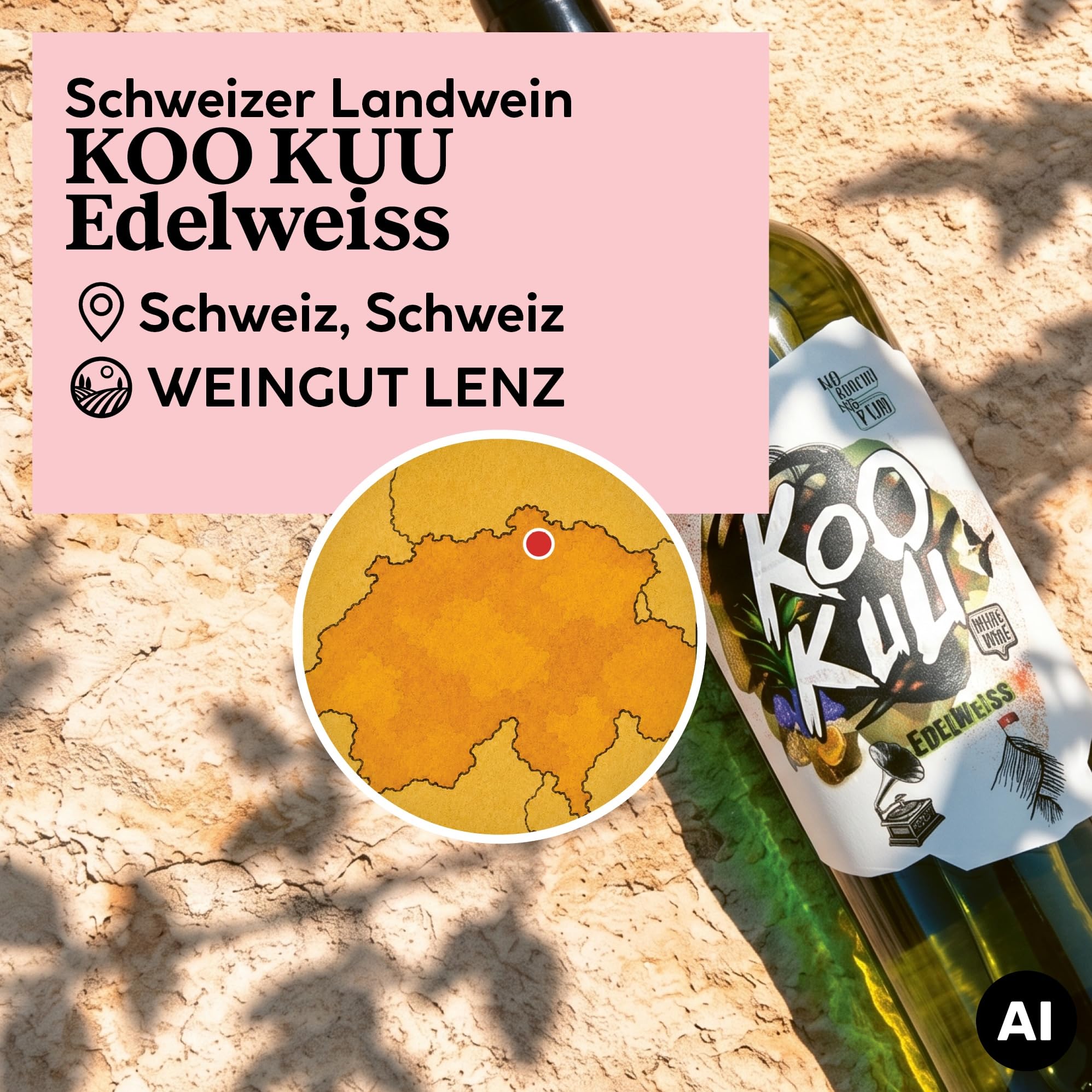 DELINAT KOO KUU Edelweiss 2024 – Schweizer Bio-Weißwein lieblich | Vegane Cuvée aus Souvignier Gris und Solaris - fruchtig & säurearmer premium Weißwein aus der Ostschweiz 6 x 0,75l