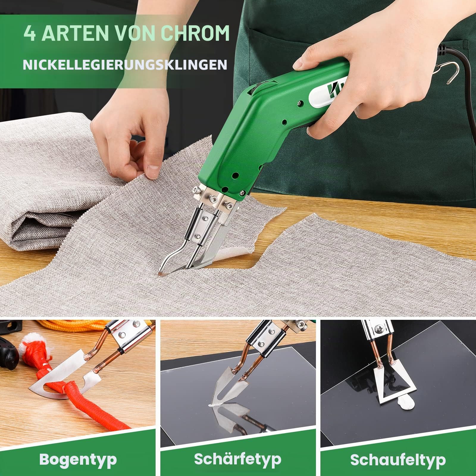 Huanyu Elektrisches Heißmesser-Schaumschneider mit 4 Klingen Seilkürzer Stoffschneider Polystyrol-Schneidwerkzeug 50-600℃, 100W tragbares Schneid-Set für Schwamm, Stoff, Gurte, KT-Platten, Faser
