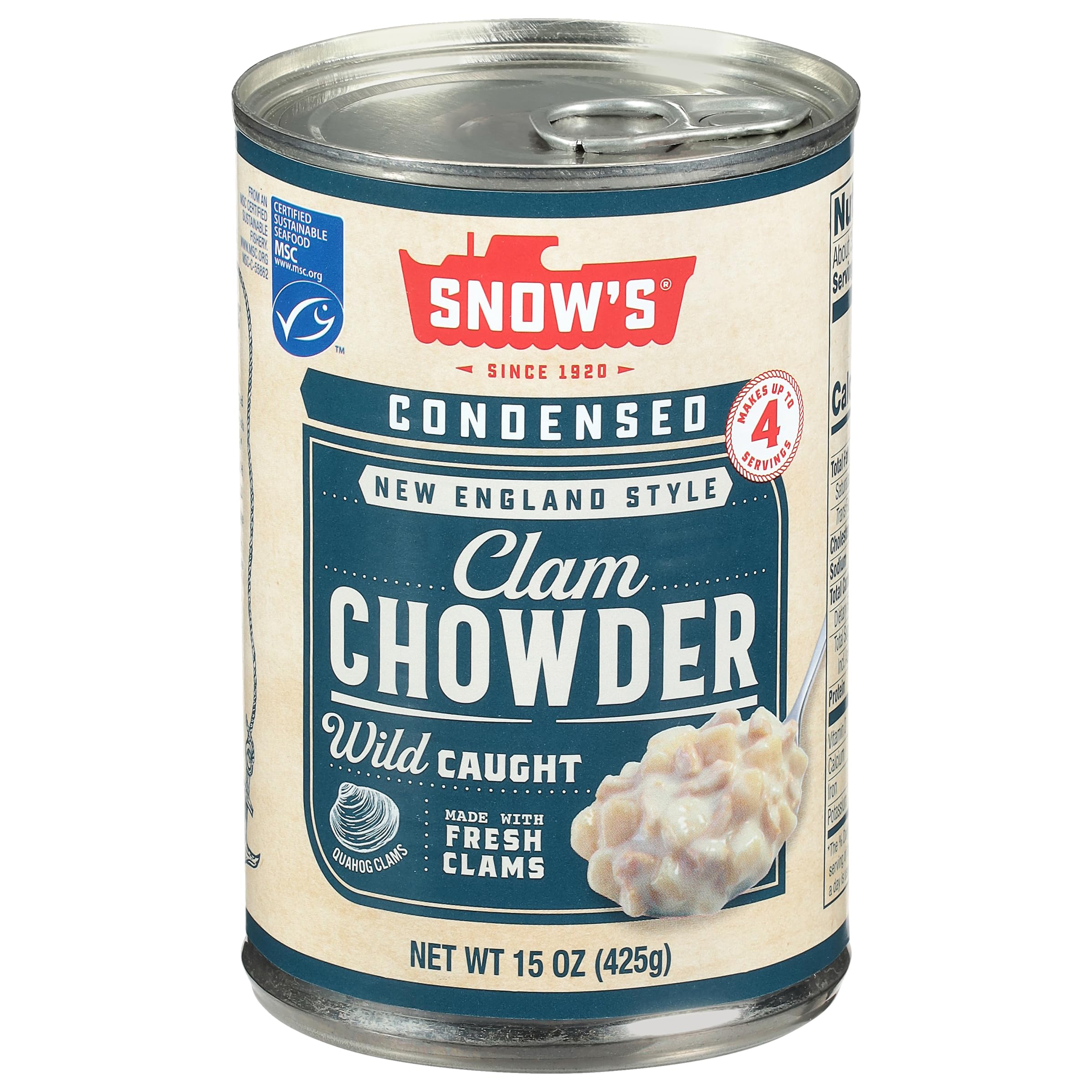 Snow's Condensed New England Clam Chowder, 15 oz Can - 4g Protein per Serving - Authentic New England Style Recipe