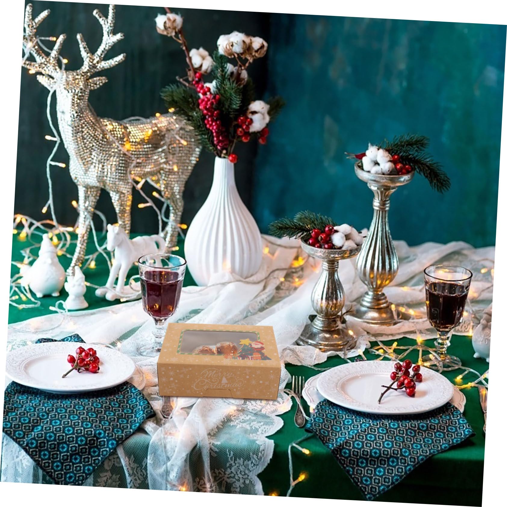 12 Stück Teiliges Weihnachtskuchenboxen aus Stabilem Karton mit Festlichem Muster Große Dessertverpackungen Sicherer Transport und Aufbewahrung für Kuchen für Feiern Bäckerei und
