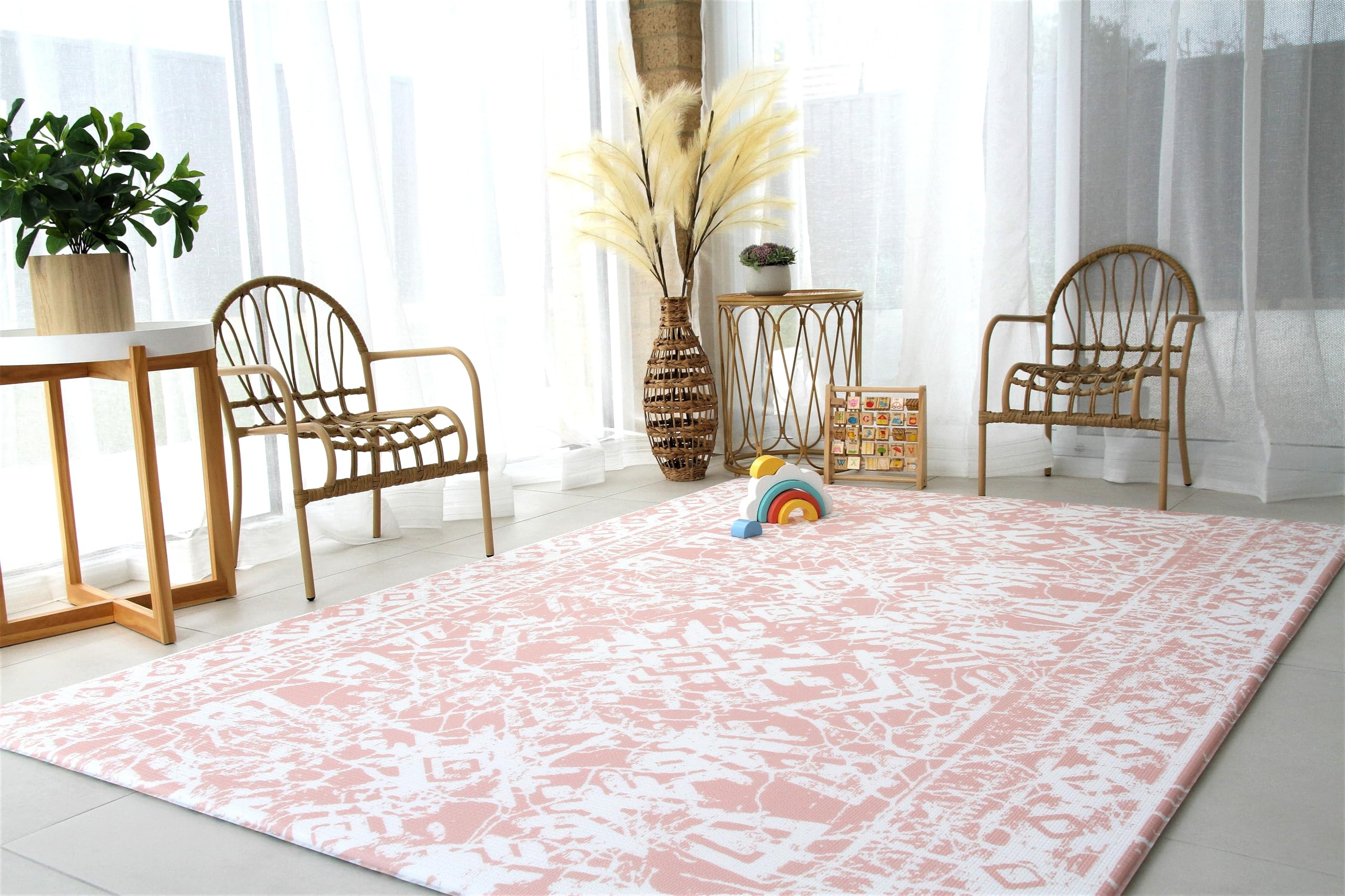 Cushmat Stylish Reversible Foam Play Mat (Large, Explorer - Coral Teal) - Soft, Waterproof, Durable Play mat for Infants, Babies, Toddler, Kids &