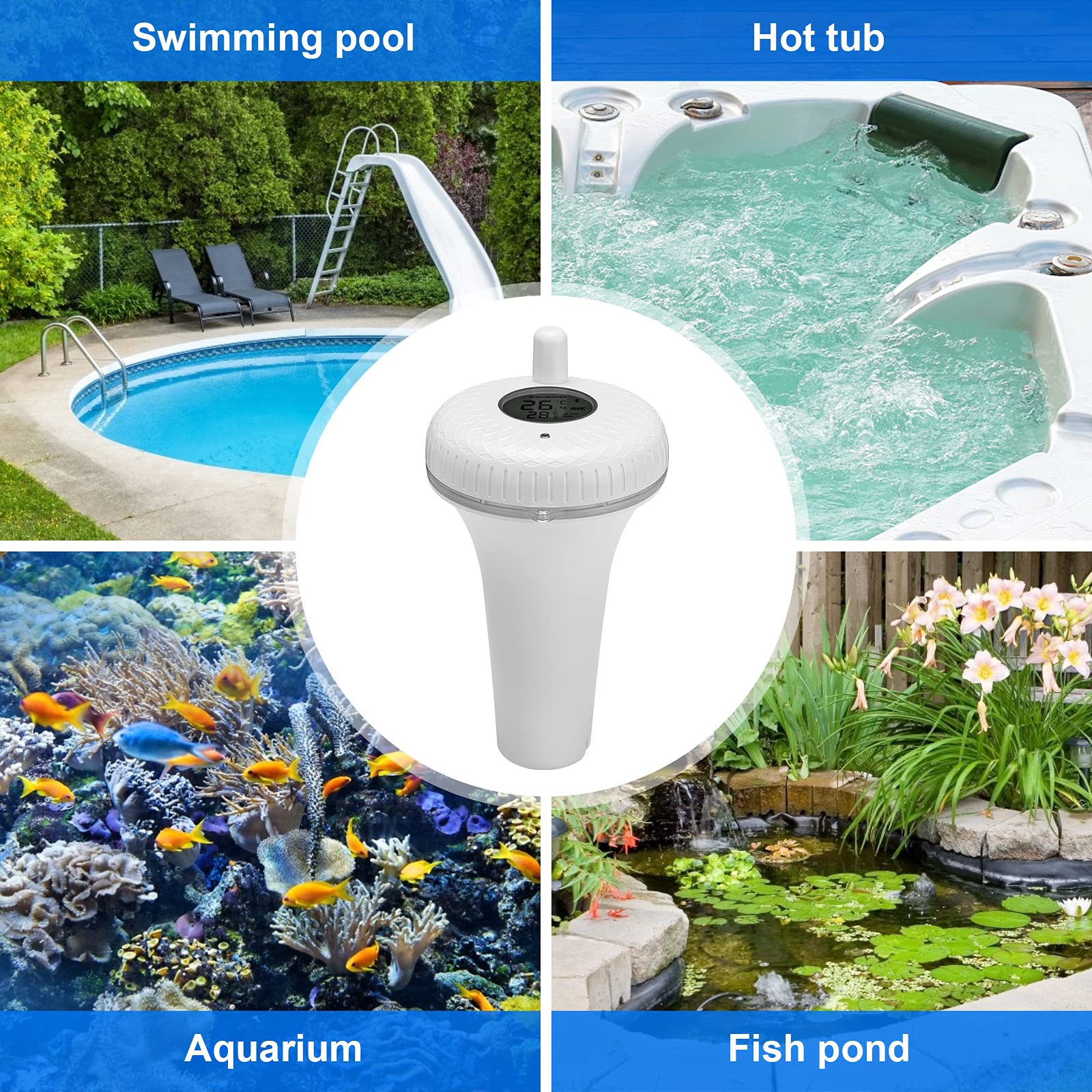 Inkbird IBS-P01B Termómetro Piscina Bluetooth,Termómetro Flotante para piscina con APP,Termómetro Piscina Wireless para Piscina, Spa y Jacuzzis