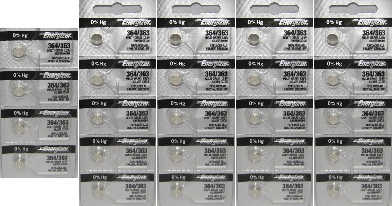 24 364 Energizer Watch Batteries SR621SW 0 Hg Mercury Free