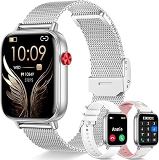 Relojes inteligentes HD de 1.8 pulgadas para mujer, rastreador de fitness con contestar/hacer llamadas, reloj inteligente y actividad con frecuencia cardíaca/sueño/monitor, podómetro, más de