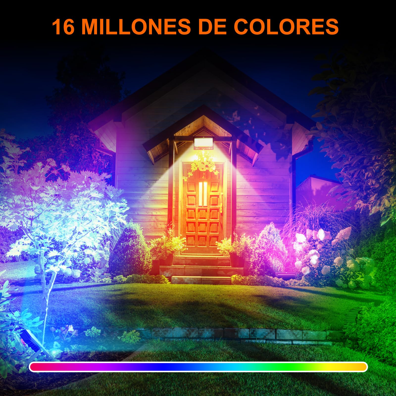 DUSKTEC Focos LED Exterior RGB 80W IP66, Foco de Cambio de Color y Luz Calida Regulable Bluetooth, Outdoor Flood Light Luz de Inundación con Enchufe Inteligente Impermeable Para Interior, Jardín