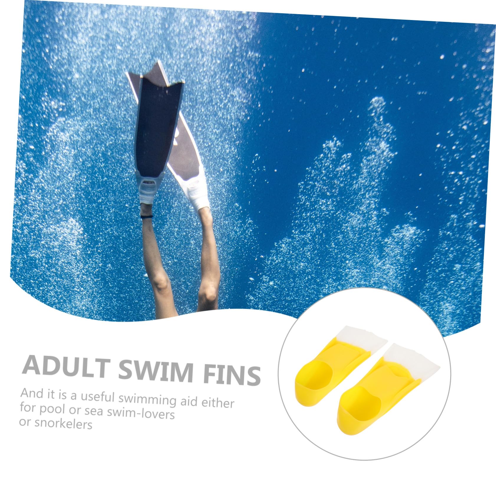 Pinne da Immersione Corte in Silicone 2 Pezzi Giallo Bianco | Adulti, Uso Mare e Piscina, Leggere e Flessibili, Formato Pratico da Portare