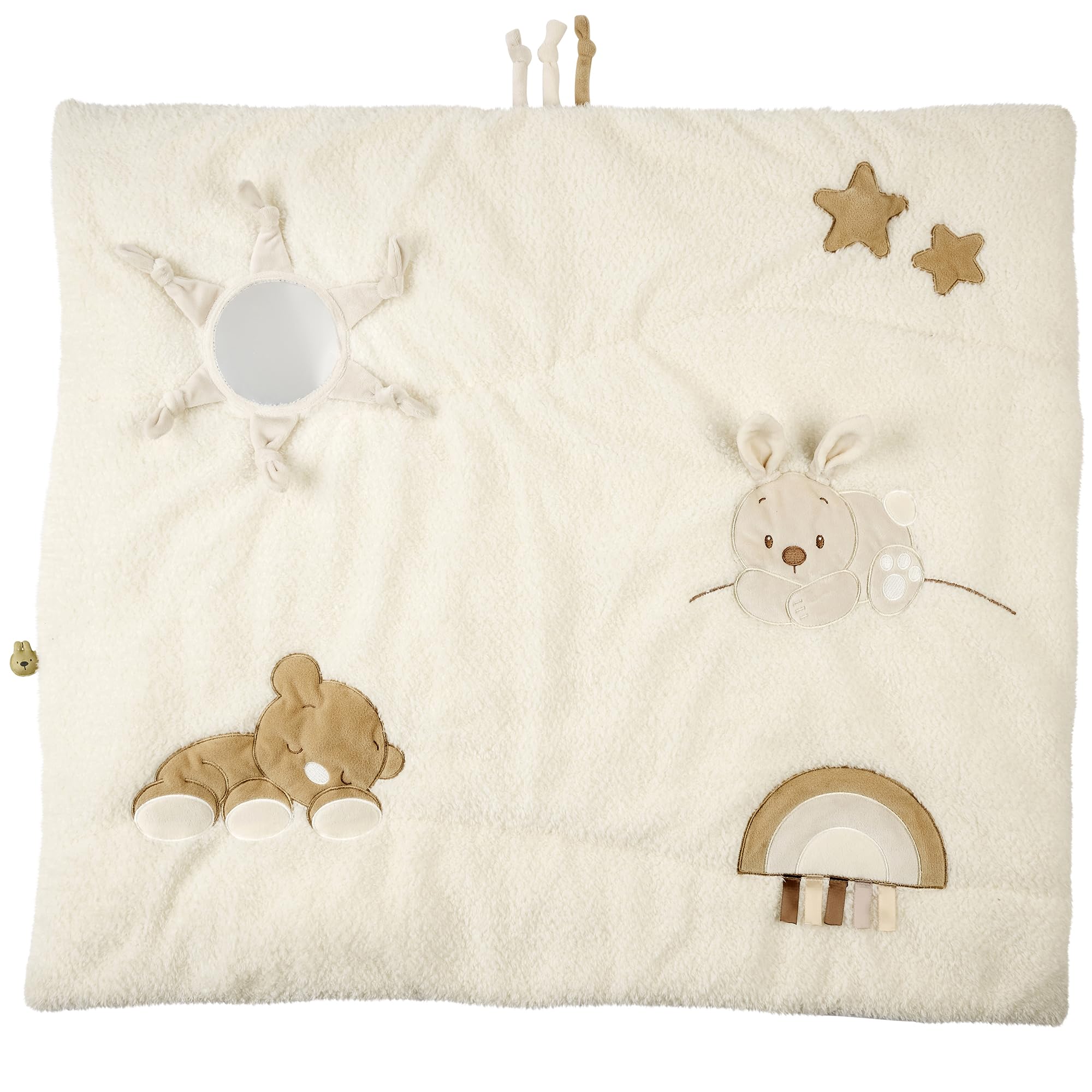 Nattou Coperta per Gattonare con Arco di Gioco e Varie Attività, Circa 70x80 cm, Rettangolare, 100% Poliestere, Teddy, Beige