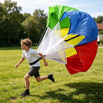 Kids Speed Training Resistance Parachute, Running Drag Chute for Youth Athletes Track Field Sprint Football Soccer Train Workout Equipment, Variable Resistance at Different Speeds