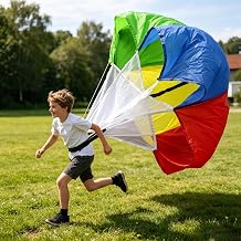 ROTORS Kids Speed Training Resistance Parachute, Adjustable Waist with Variable Drag, 43 Inch Chute for Youth Athletes, Soccer Football Sprint, Includes Carry Bag