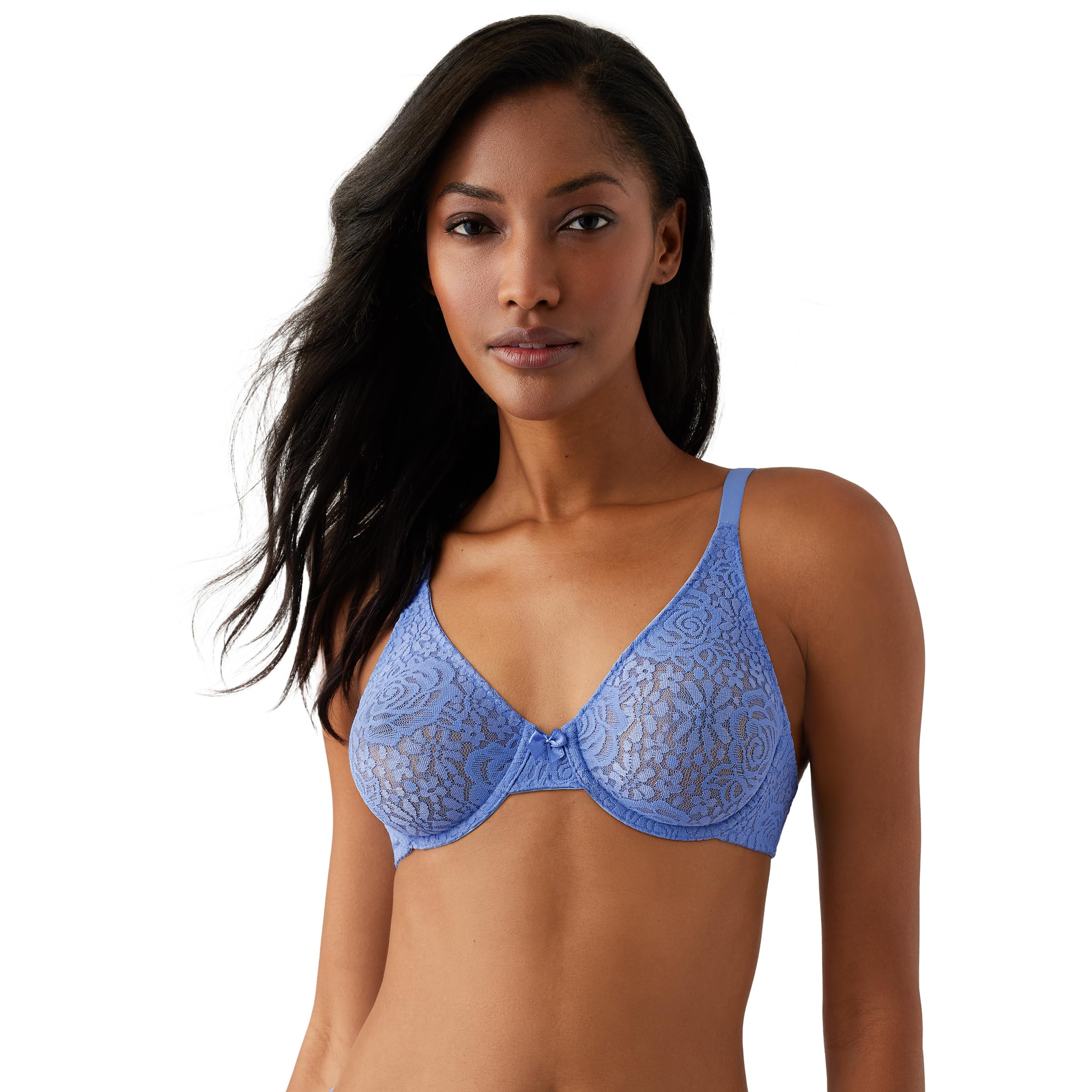 Wacoal Women's Halo Lace Unlined Convertible Underwire Bra, Opaque, Blue Hydrangea, 36C