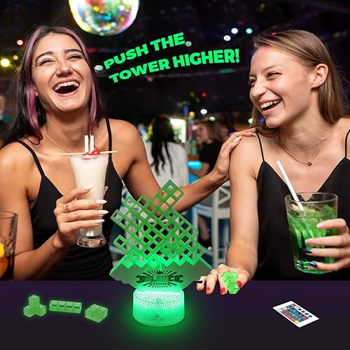 Miniatura 6 de Juego de apilamiento LED que brilla en la oscuridad, juego de torre de equilibrio Tetra con luces que cambian de color, juegos de mesa suspendidos