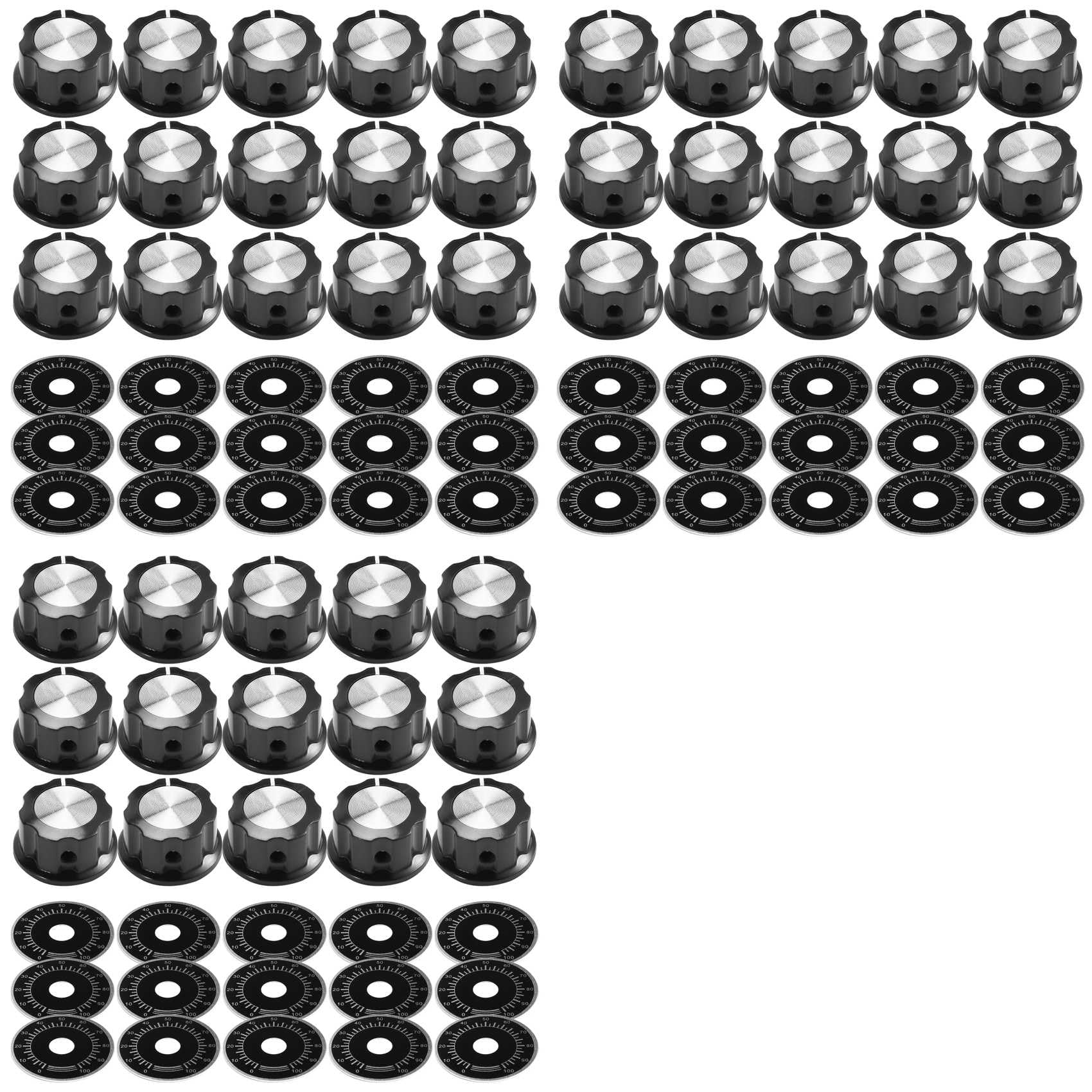 Kueohse 45 Sets of A03 Potentiometer Control Knobs and 0-100 Scale Plates Bakelite Knob Scale Plates Digital Potentiometer Set