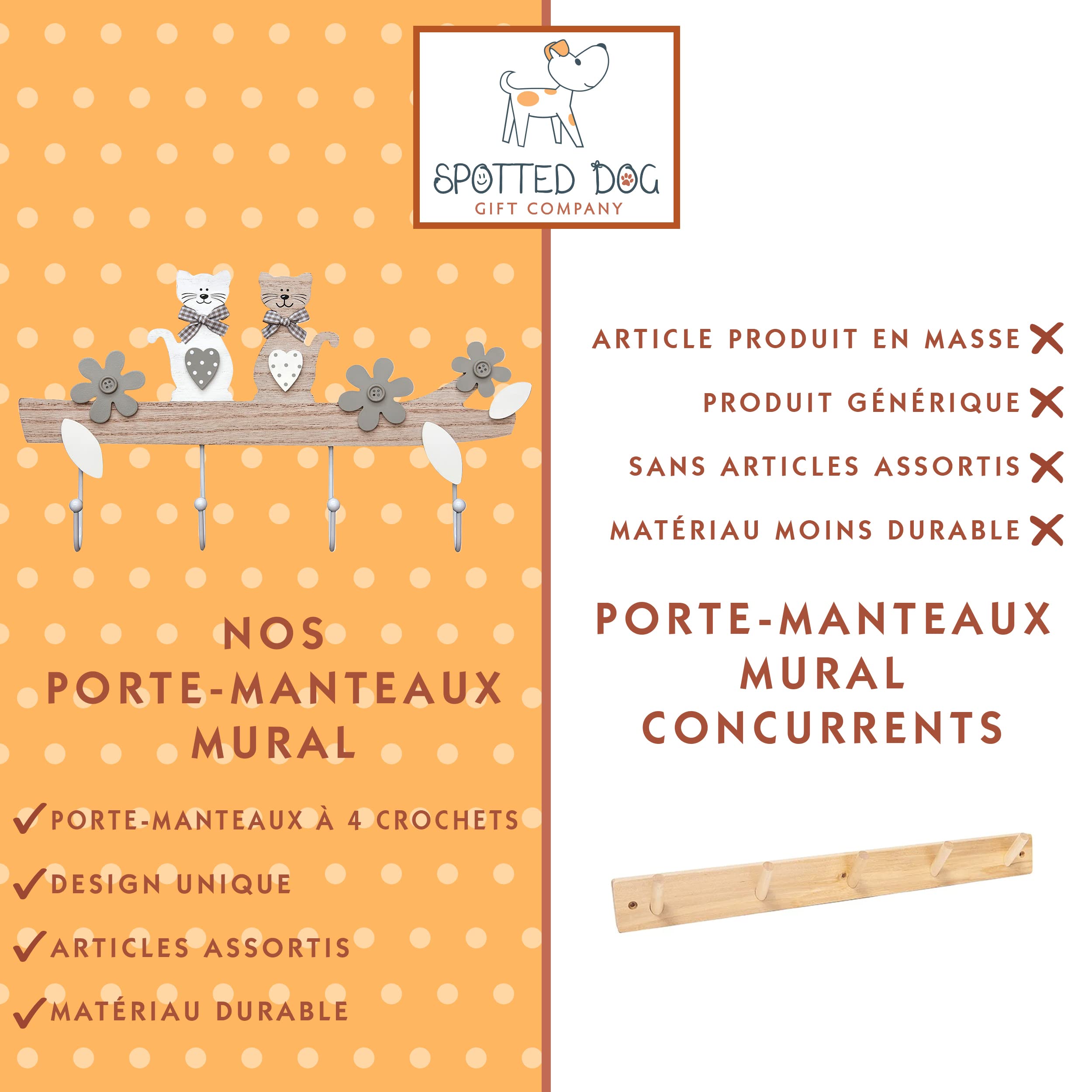 Lot De 10 Porte-manteaux Mural En Bois - Motif Chat - Neufs (Lot Revendeur)