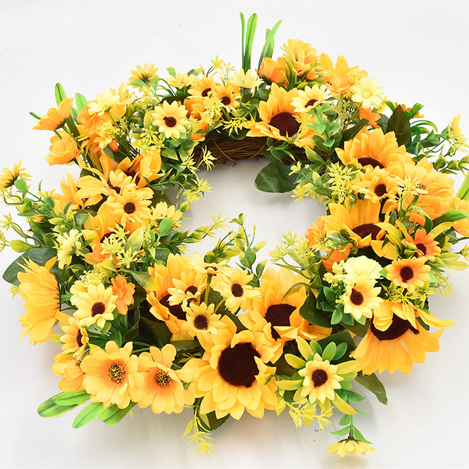 Ghirlanda Di Girasoli Artificiali 45 Cm - Fiori Finti Per Decorazione Parete O Porta, Primavera/Estate