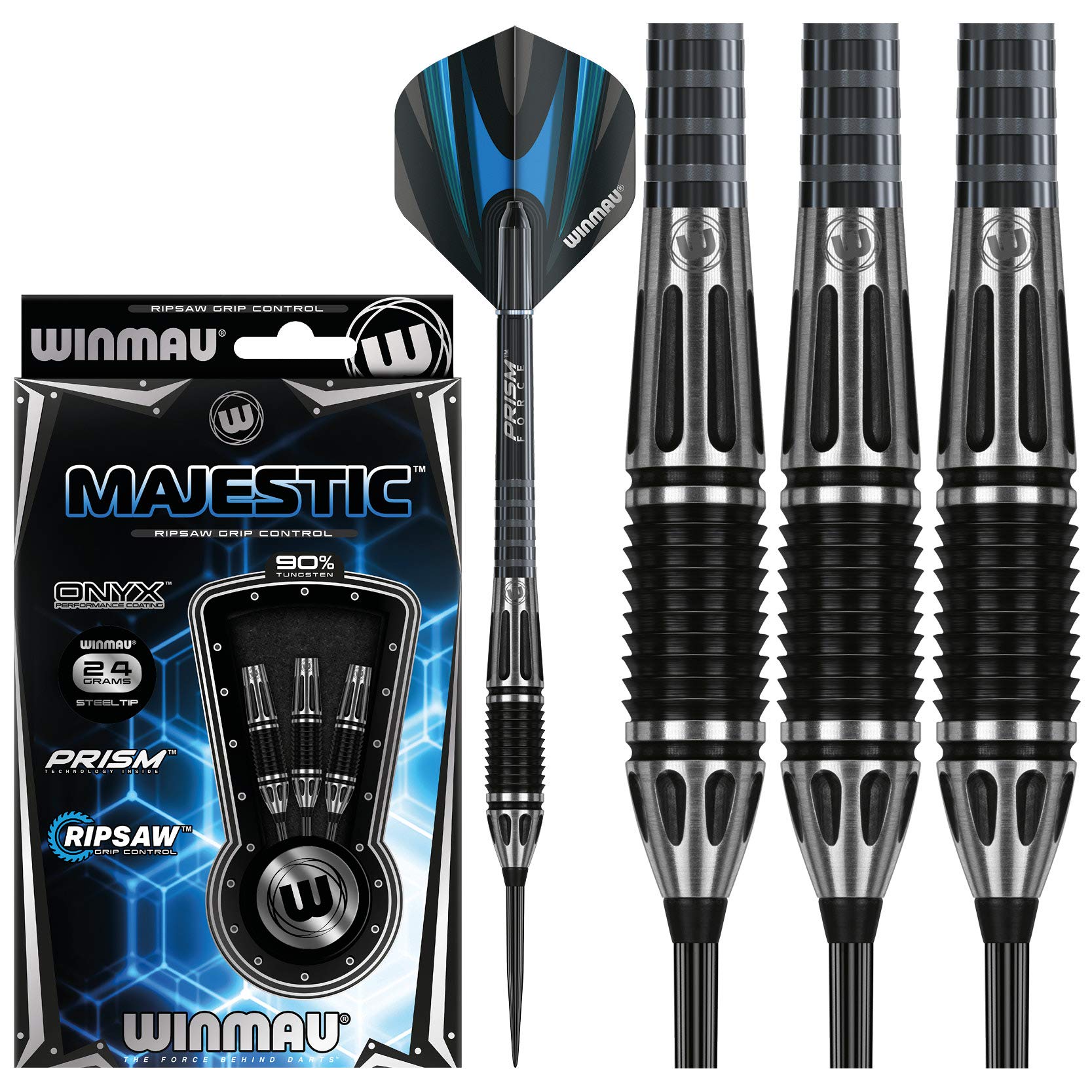 Winmau】 90%タングステン STEEL 24g ブルー 名前不明 matte-black