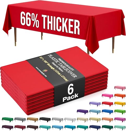 Miniatura 54 de Party Solids Mantel rectangular de plástico de alta calidad, 66% más grueso, 0.5 mil, paquete de 12 manteles color azul claro de 54 x 108 pulgadas,